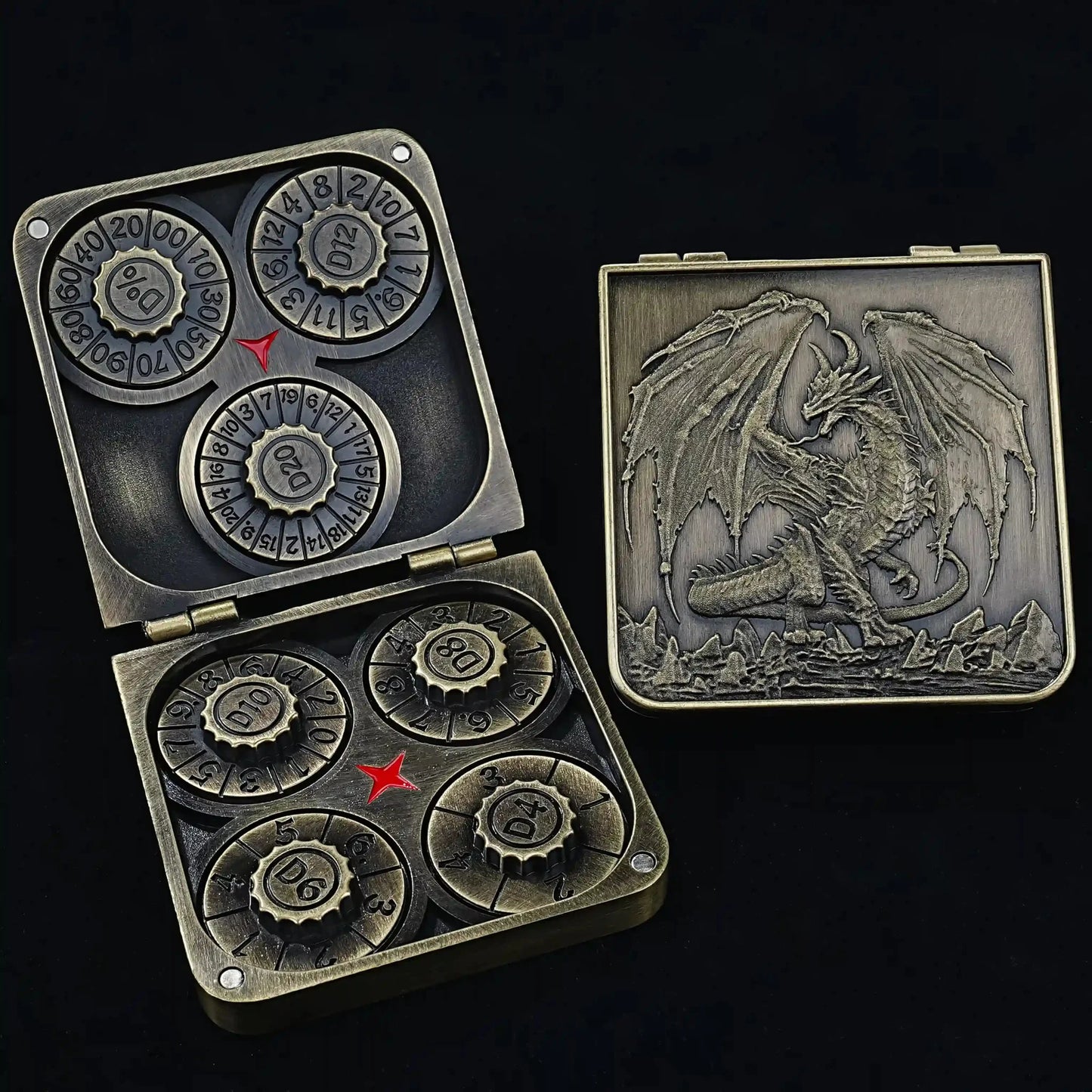Unique Metal Foldable Dice Box with Magnets 7 in 1 Roulette DND Dice Spinner