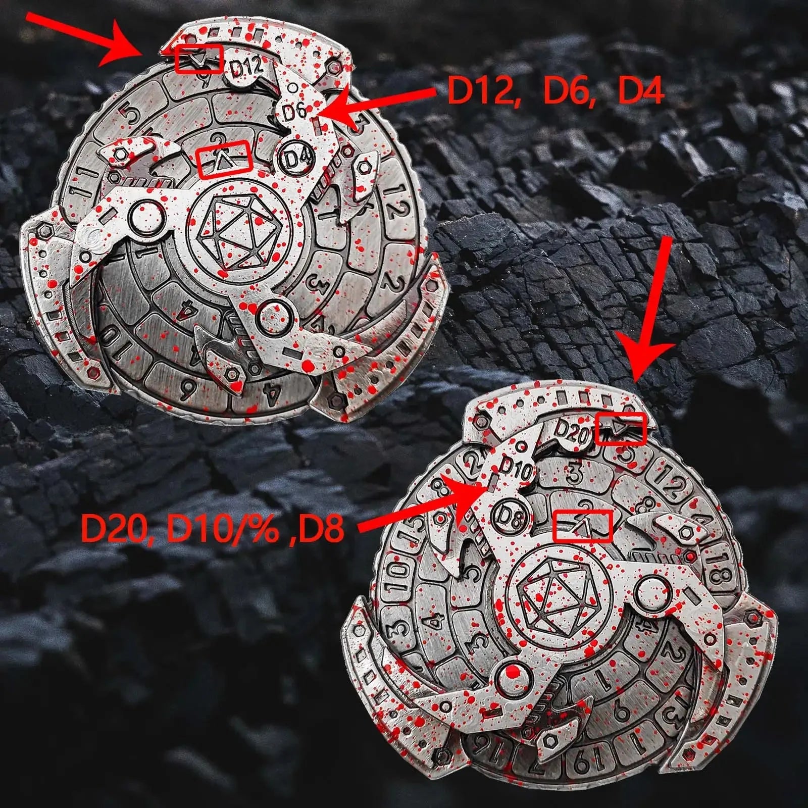 Unique Spinning Dice: 7 in 1 Spinning Gear Mechanical Knife Fidget Spinner Roulette Dice