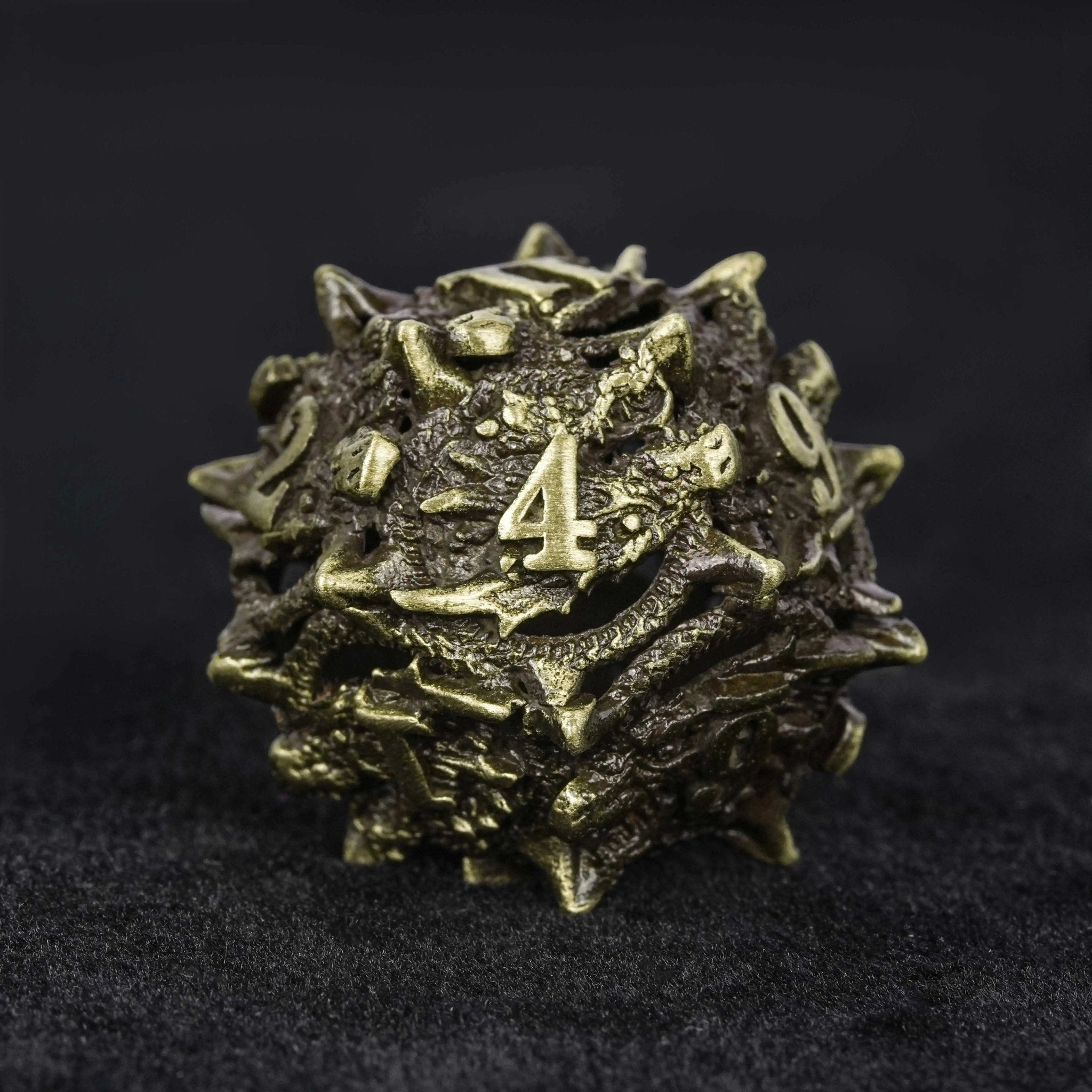 Unusual dragon head bronze hollow metal irregular dnd dice set