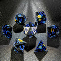 Van Gogh Dark Blue Resin DND Dice Set + Blue Font