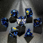 Van Gogh Dark Blue Resin DND Dice Set + Blue Font