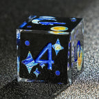 Van Gogh Dark Blue Resin DND Dice Set + Blue Font