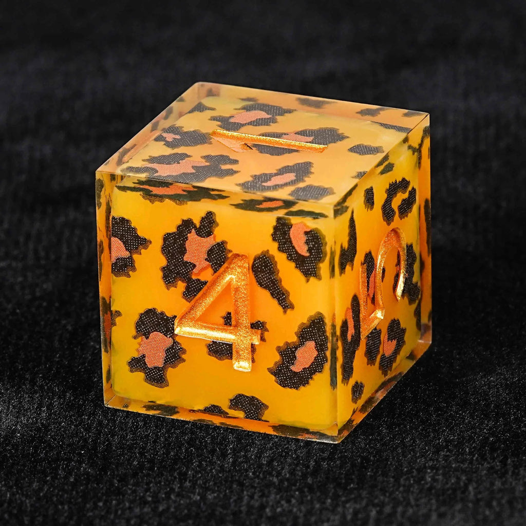 Wild Orange Panther Resin D&D Dice Set