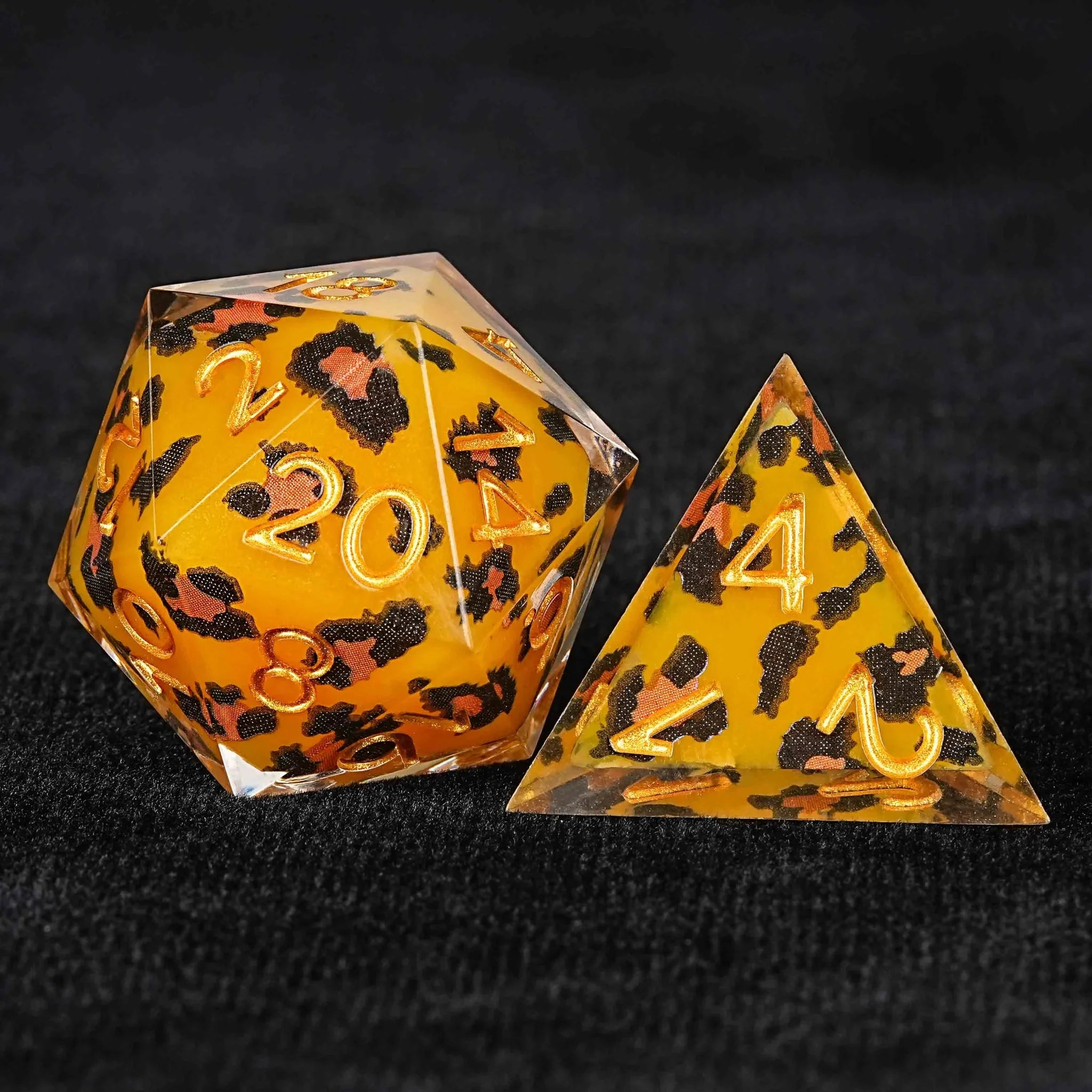 Wild Orange Panther Resin D&D Dice Set