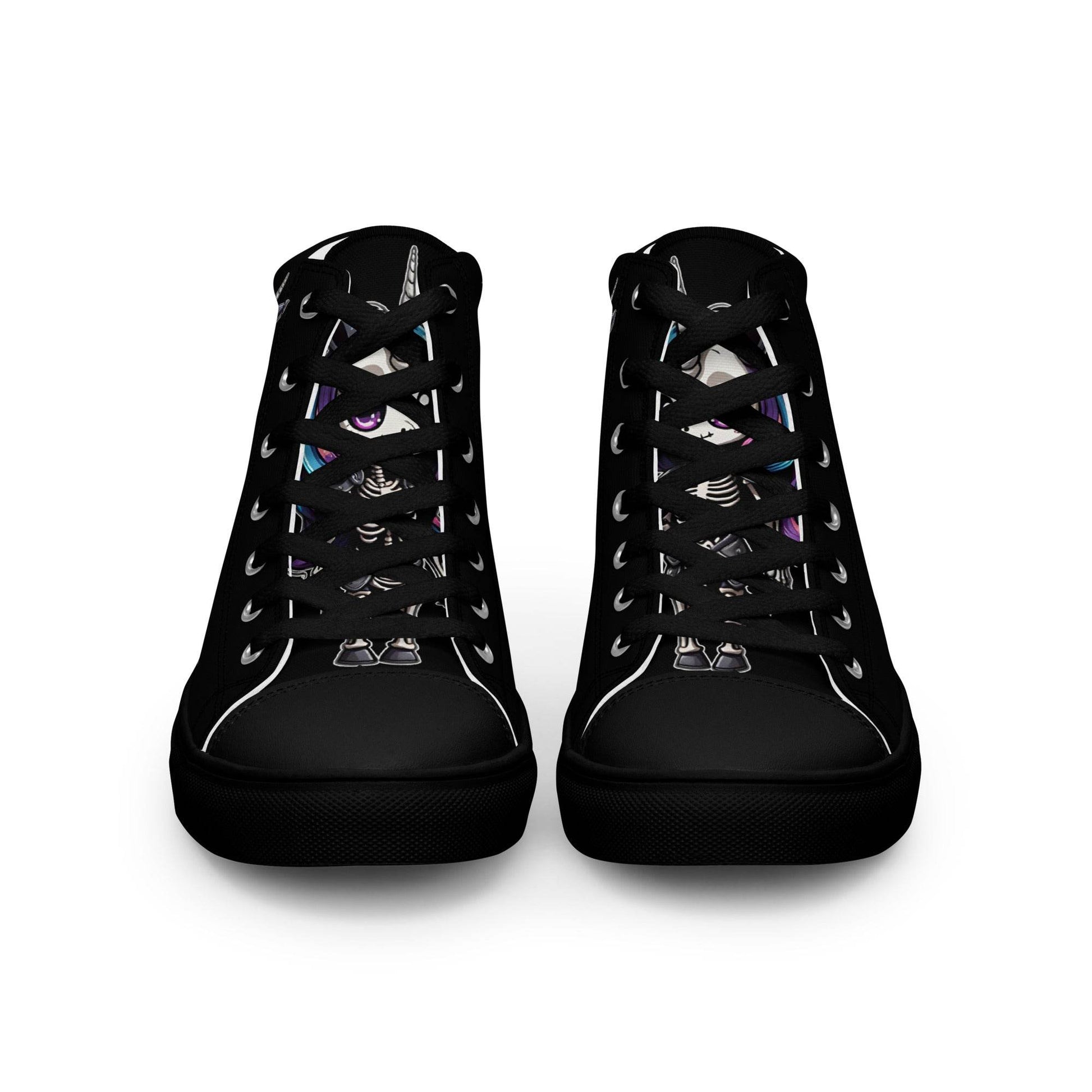 Skeleton Unicorn Women’s High Top Canvas Shoes - 5