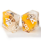 Yellow and white resin cute pet anime dog team polyhedral dice set + white numbers