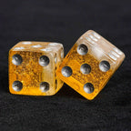 Yellow beer resin silver dots 7xD6 dice set