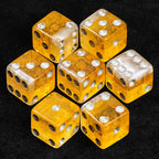 Yellow beer resin silver dots 7xD6 dice set