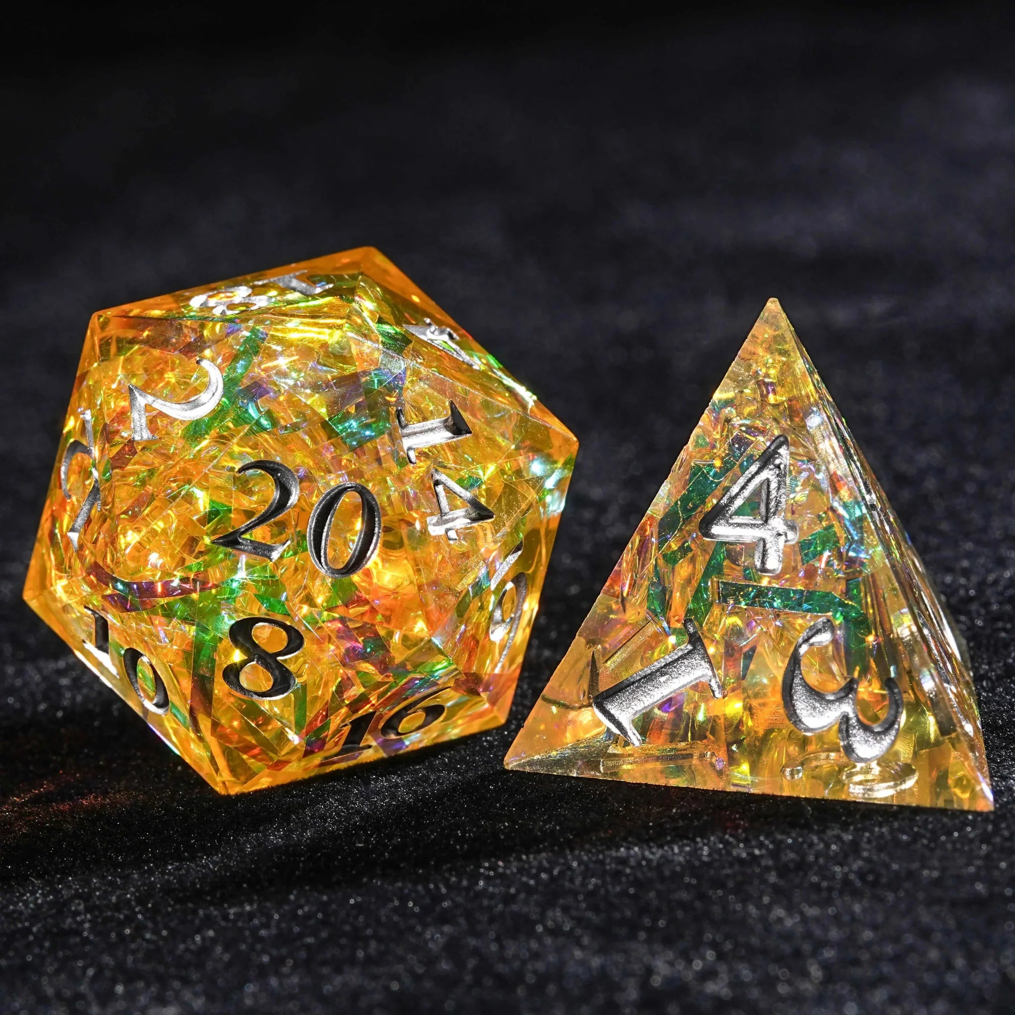 Yellow Resin Solid Sparkling Destiny Dice Set