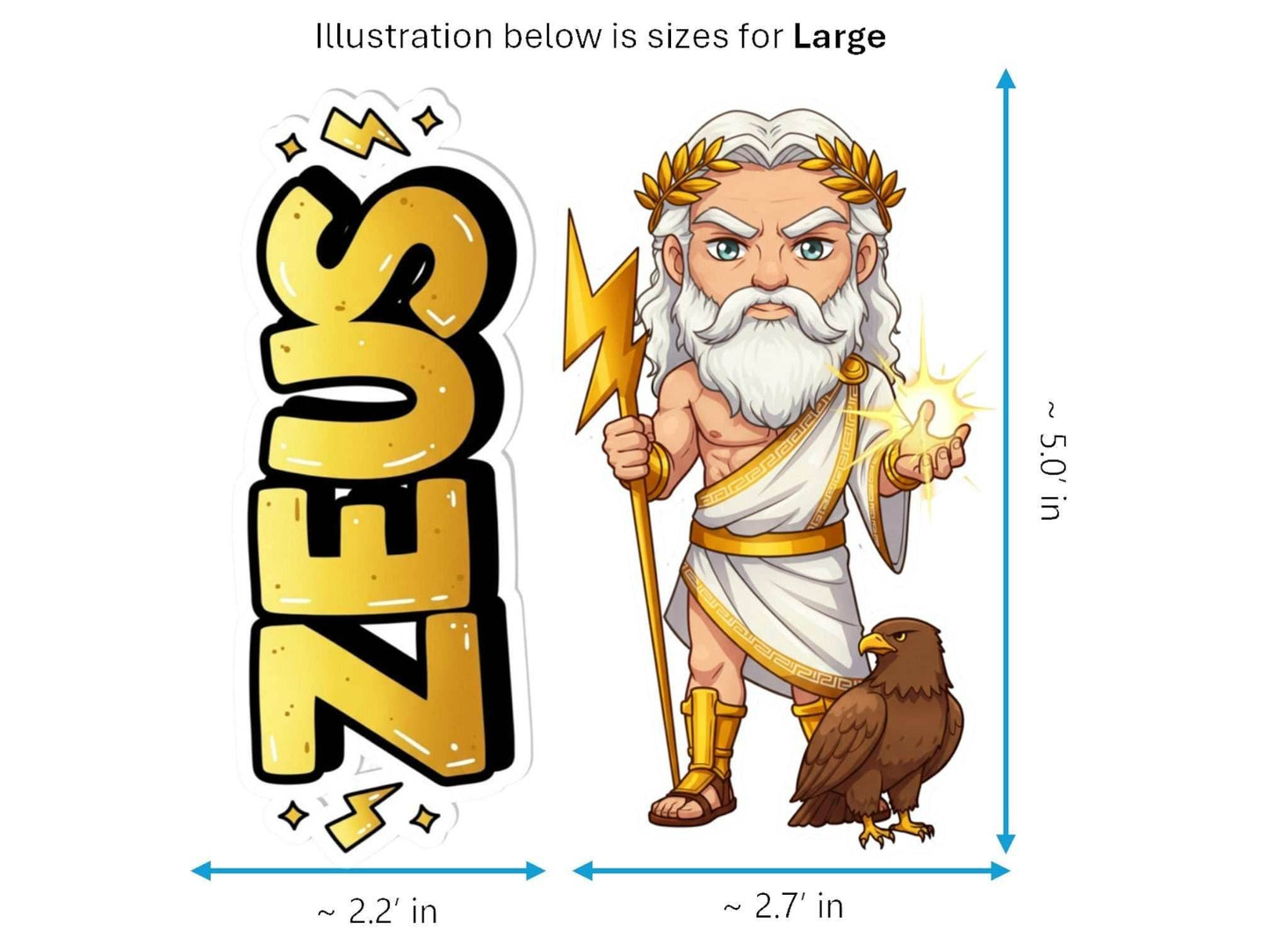 Zeus Keraunos Mythkins™ Vinyl Sticker – King of the Gods and Thunder | Waterproof & UV-Proof - Sticker / Large